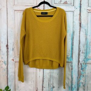 MINKPINK Mustard Yellow Waffle-Knit Scoop Neck Sweater Women’s Small